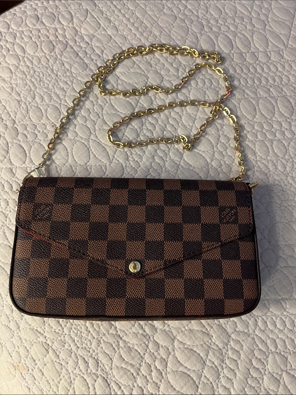 Designer-Inspired Brown Check Envelope Crossbody Bag